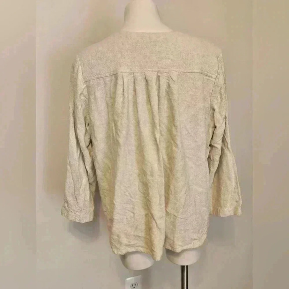 Soft Surroundings Linen BlendBlazer Cardigan Top 3/4Sleeve Button Front - Picture 3 of 8